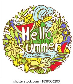 summer theme doodles and lettering