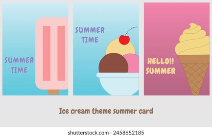 Summer theme ice cream cards are suitable for both digital and physical greeting cards