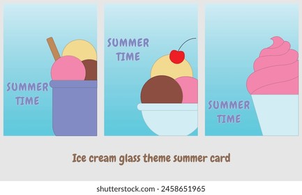 Summer theme ice cream cup cards are suitable for both digital and physical greeting cards