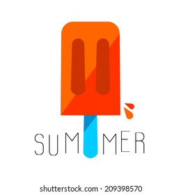 Summer theme illustration. Ice cream on white background (vector version)