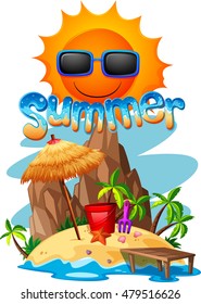 Tema de verano con ilustraciones de islas y océanos