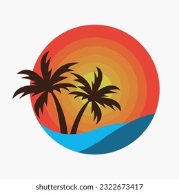 Summer Theme Logo, symbol, and vector, Can be used for web, print, and mobile