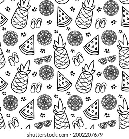summer theme seamless pattern background black and white