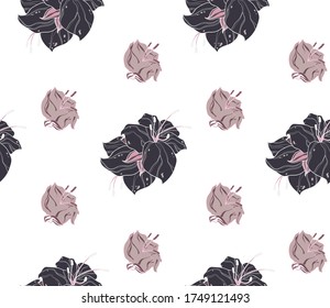 Summer theme in vibrant and colorful colors.  plants and  garden flowers pattern. Seamless pattern. Background image.