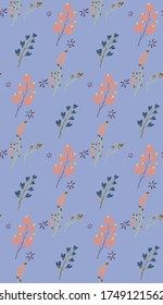 Summer theme in vibrant and colorful colors.  nature and  flowers pattern. Seamless pattern. Background image.