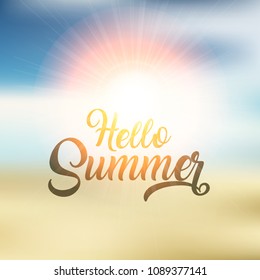 Sommer-Themenhintergrund mit unscharfer Strandszene