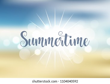 Fondo de verano con una escena borrosa en la playa