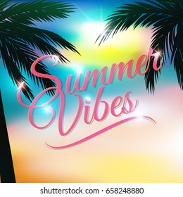Summer themed background with palm trees