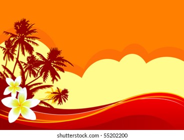 Summer themed beach illustration background with place for text