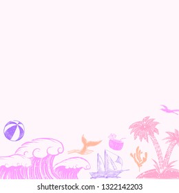Summer themed border background vector