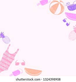 Summer themed border background vector
