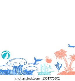 Summer themed border background vector