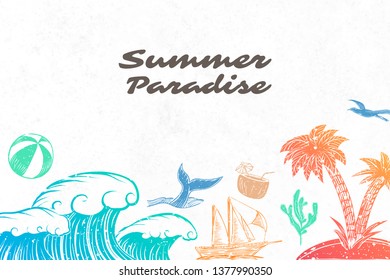 Summer themed border background vector