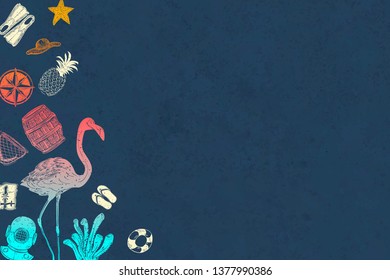 Summer themed border background vector