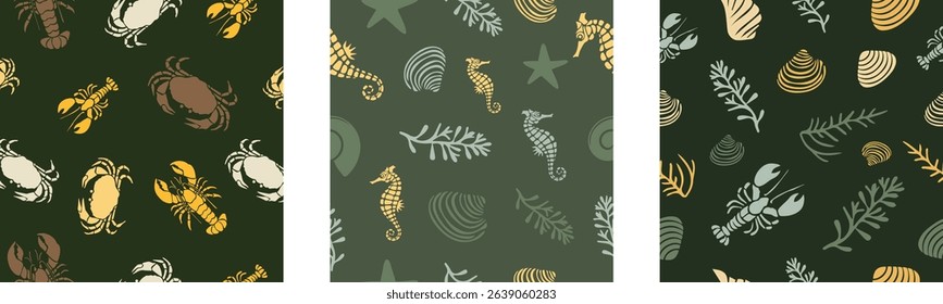 Summer themed colorful sea creatures vector pattern summer themed colorful sea creatures vector pattern