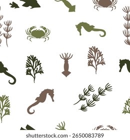 Summer themed colorful sea creatures vector pattern summer themed colorful sea creatures vector pattern