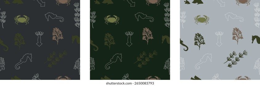 Summer themed colorful sea creatures vector pattern summer themed colorful sea creatures vector pattern