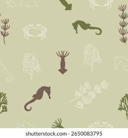 Summer themed colorful sea creatures vector pattern summer themed colorful sea creatures vector pattern