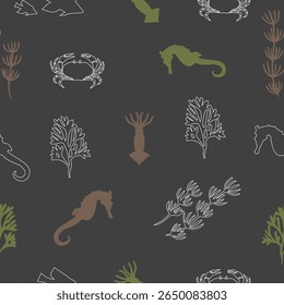 Summer themed colorful sea creatures vector pattern summer themed colorful sea creatures vector pattern