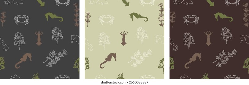 Summer themed colorful sea creatures vector pattern summer themed colorful sea creatures vector pattern