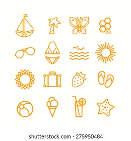 Summer themed icons set