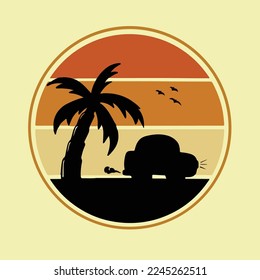 Summer themed illustration design. Suitable for t-shirts, logos, or others.