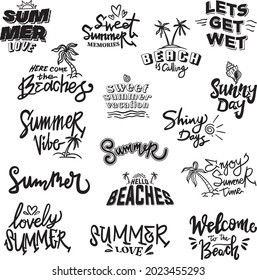 sommerlicher Themensatz mit Handschrift und Typografie-Design