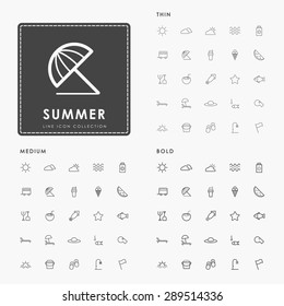 summer thin, medium and bold line icons