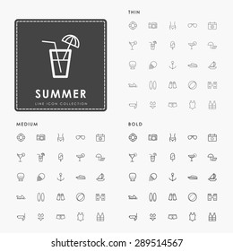 Summer Thin, Medium And Bold Minimal Line Icons