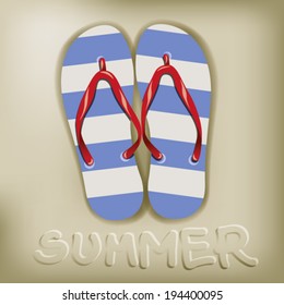 Summer Thongs On Sand Stock Vector (Royalty Free) 194400095 | Shutterstock