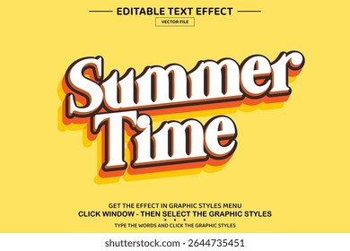 Summer time 3D editabel text effect template