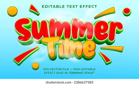 Tiempo de verano 3d plantilla de efecto de texto editable