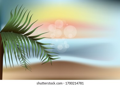 summer time with abstract leaves. summer background. 
sea, sun, sand. vector illustration. modern background. eps 10