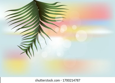 summer time with abstract leaves. summer background. 
sea, sun, sand. vector illustration. modern background. eps 10