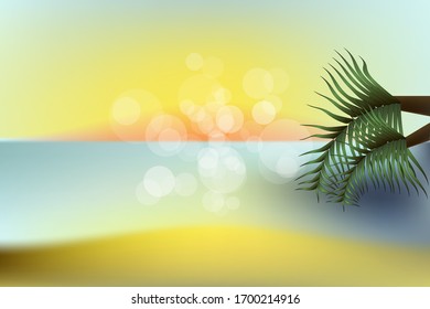summer time with abstract leaves. summer background. 
sea, sun, sand. vector illustration. modern background. eps 10