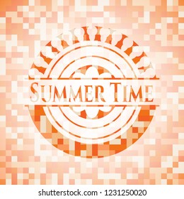 Summer Time abstract orange mosaic emblem