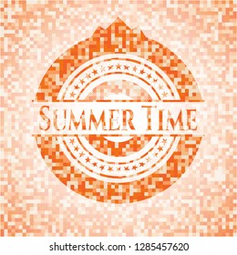 Summer Time abstract orange mosaic emblem