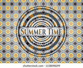 Summer Time arabesque badge. arabic decoration.