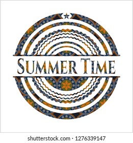 Summer Time arabic emblem background. Arabesque decoration.