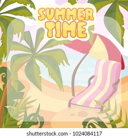 Summer time background banner design template and season elements beach