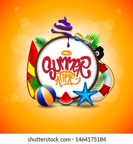 Summer Time Background Design with Element in the Beach