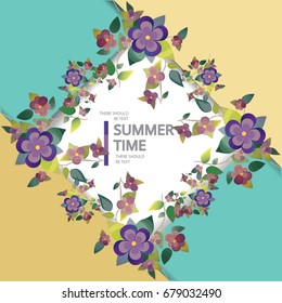 Summer time background for the design of flowers. Floral Vector illustration. A concept for your brochure, greeting card, business card, blank or banner.