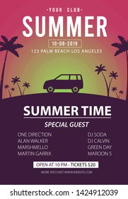 Summer time background with summer elements vector illustration