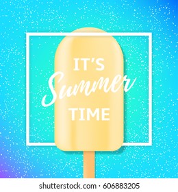 Summer time background with ice cream. Vector illustration with place for text.