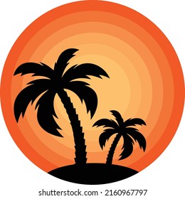 Summer time background icon with palm tree silhouette This design is perfect for t-shirts, posters, cards, mugs and more. vector in the form of eps and editable layers