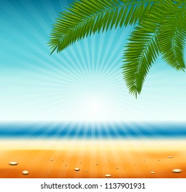 Summer Time background, illustration, beach, design. Tropical 
 panorama,vector.