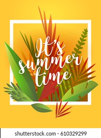 Summer time background illustration. Hello Summer Traveling
template poster , vector illustration.
