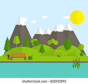 Summer Time Background in Modern Flat Design Vector Illustration EPS10
