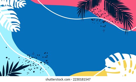 Hora de verano. Antecedentes del paisaje panorámico del mar y la playa y plantilla de post de verano