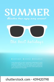 Summer time background. Seascape. Background Vector Illustration.